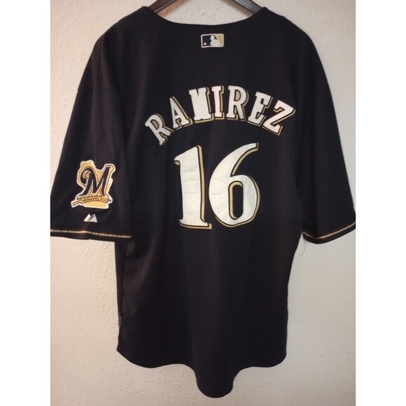 Majestic Authentic Milwaukee Brewers MLB Baseball #16 Ramirez Jersey Mens 54 - Picture 2 of 9